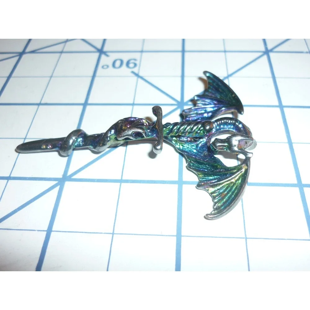 Pewter Dragon Sword Iridescent Pendant Charm Craft‎ Component Jewelry Finding